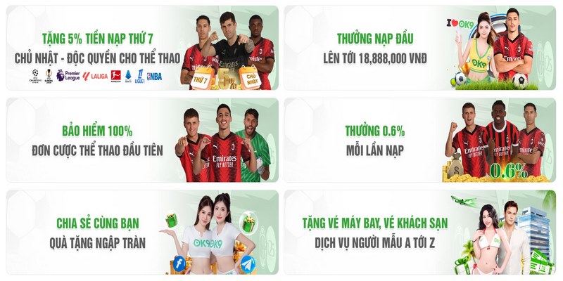 Tổng hợp các ưu đãi hấp dẫn tại nhà cái OK9