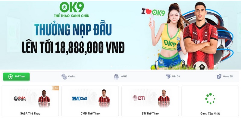 Đa dạng sản phẩm trải nghiệm sau khi đăng nhập OK9